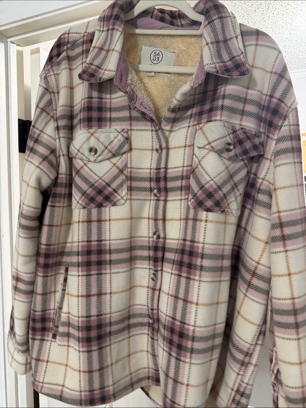 Soft Plaid Teddy Jacket - Pink & Cream